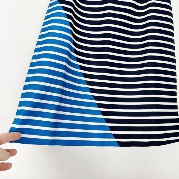 NWT J. CREW A-Line Striped Cotton Skirt Blue and White‎ Lined Size 2. - Picture 4 of 13